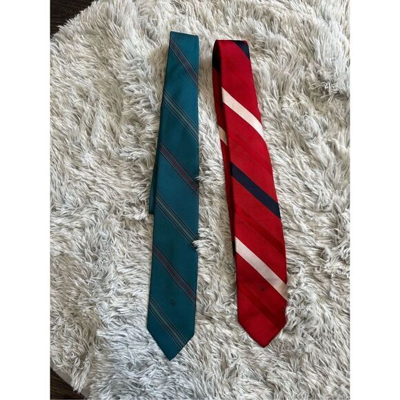 CHRISTIAN DIOR Striped Silk Tie Lot of 2 Ties - Picture 1 of 9